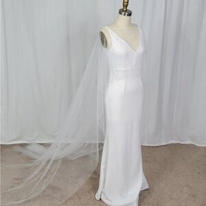 Cathedral Length Pearl Bridal Cape Ivory